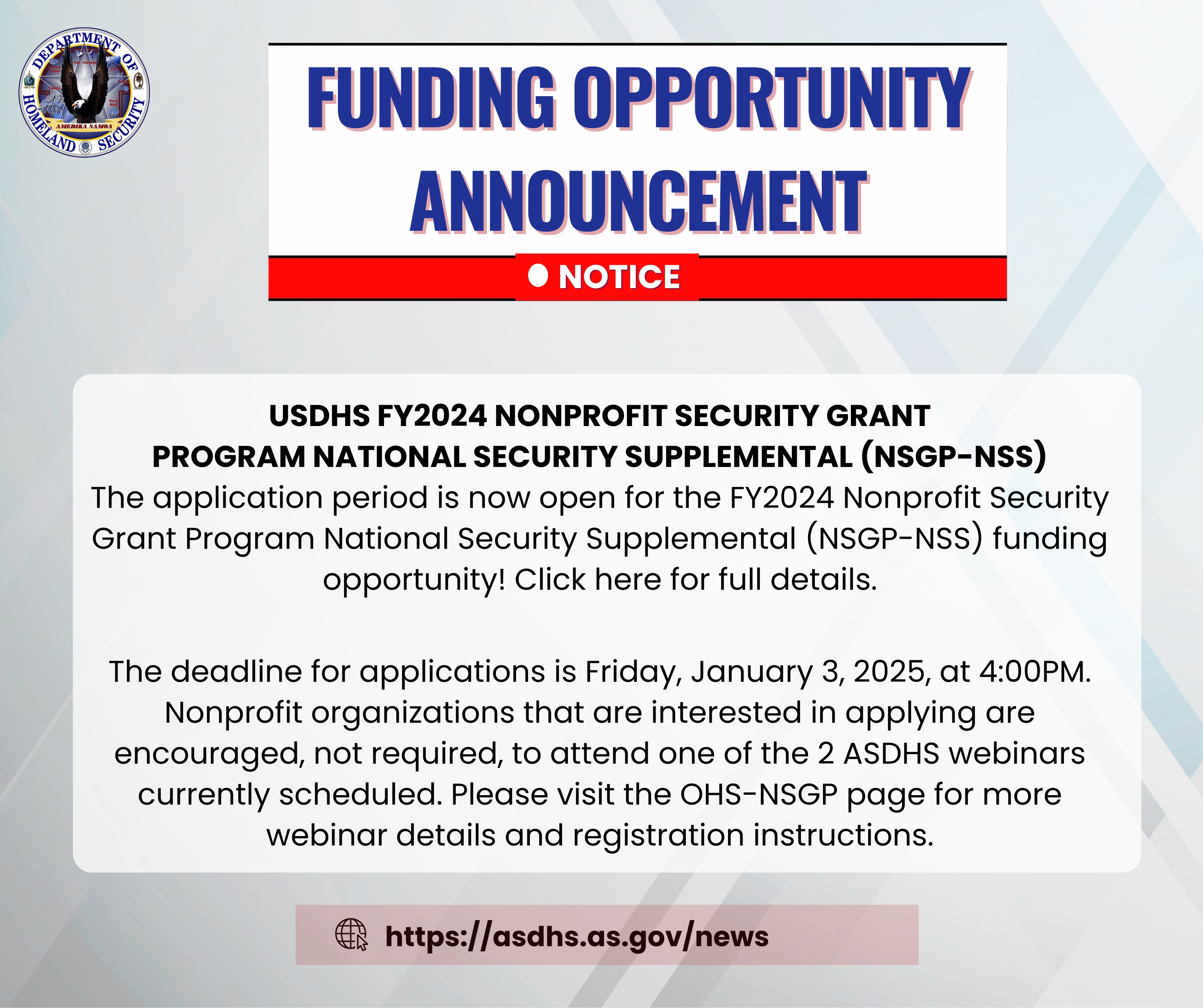 FUNDING OPPORTUNITY ANNOUNCEMENT